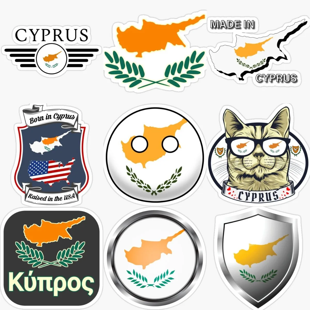 Car Accessories Cyprus - Creative Cyprus Flag Map Waterproof Stickers