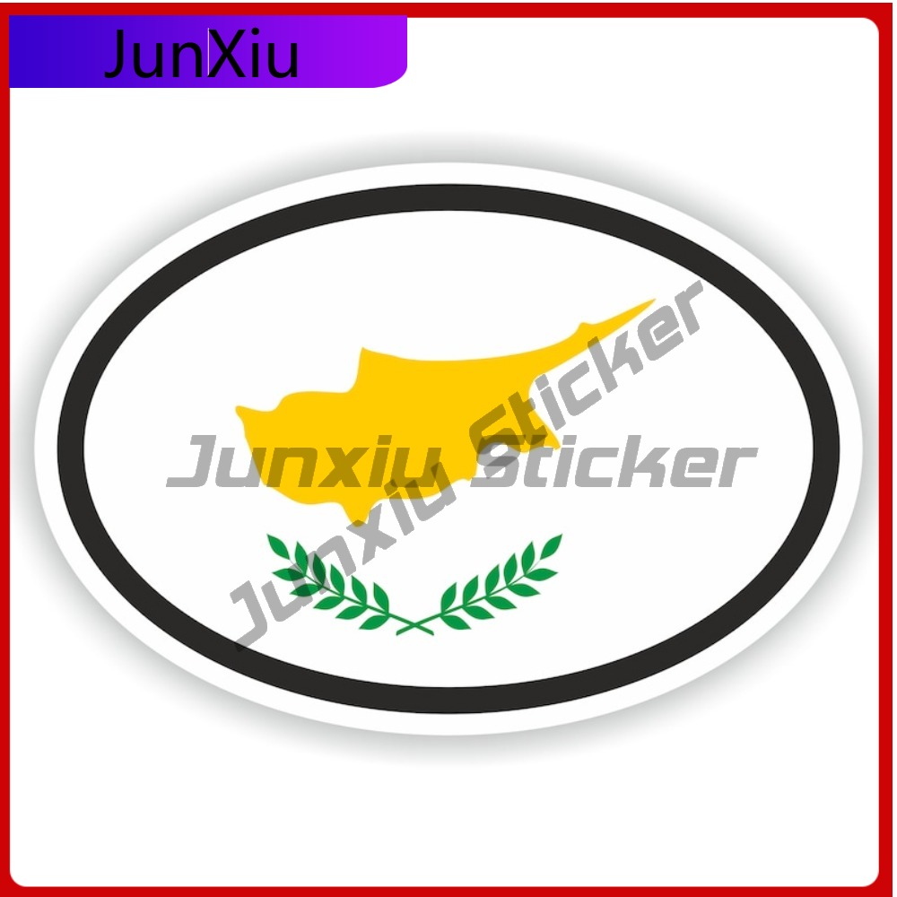 Car Accessories Cyprus - Cyprus Flag Oval Sticker Waterproof Decals