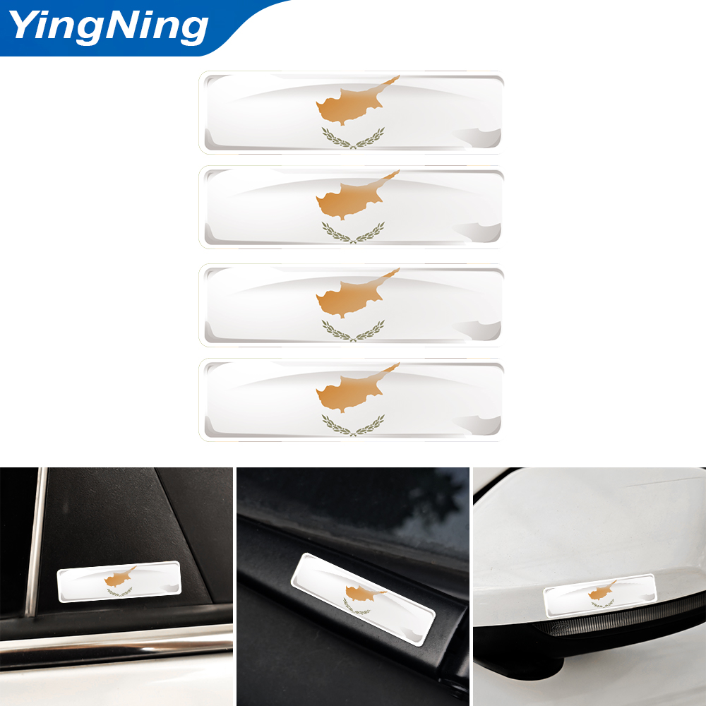 Car Accessories Cyprus - 4PCS Cyprus Flag Sticker 3D Domed