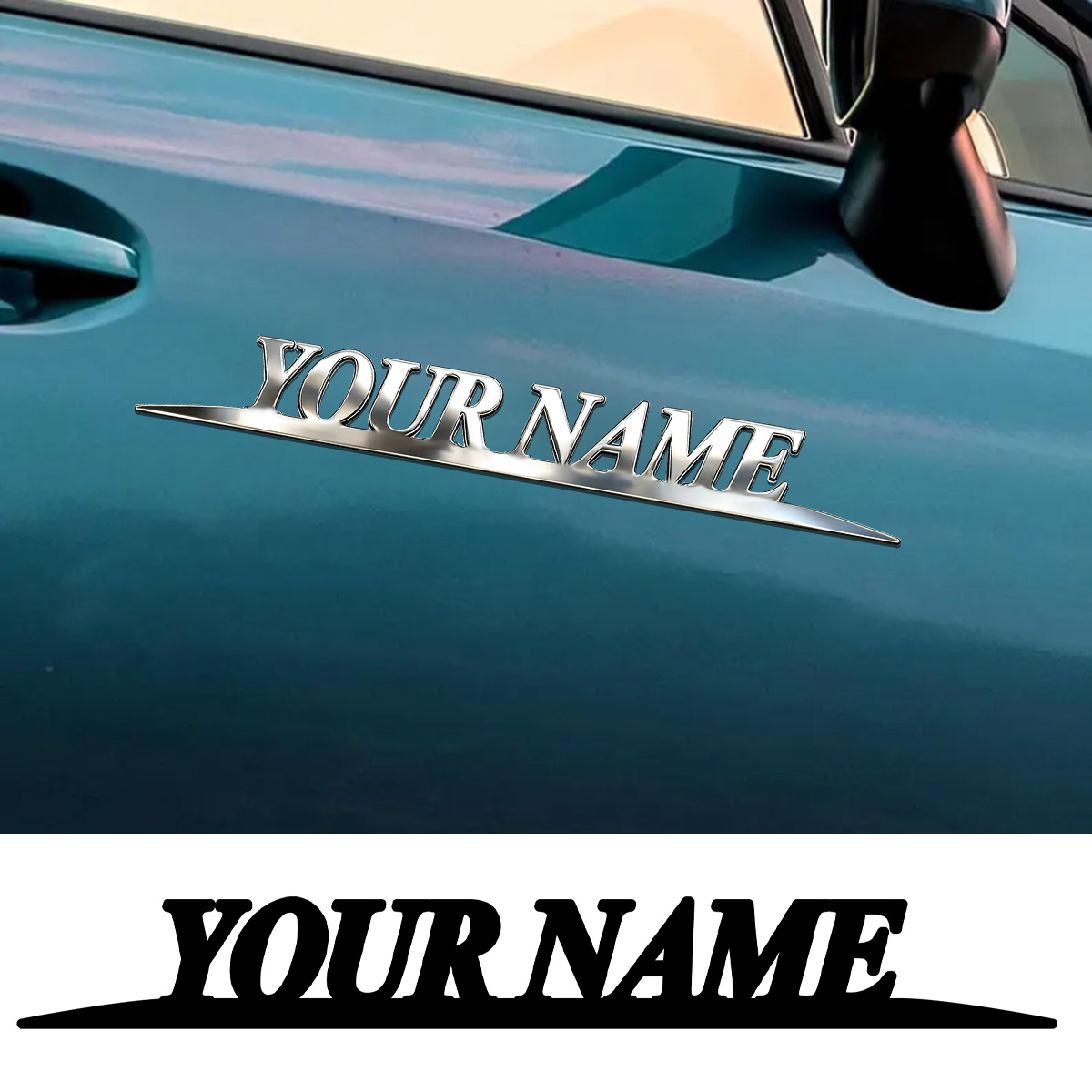 Metal Trendy YOUR NAME Sticker - Car Accessories Gifts 评论和价格